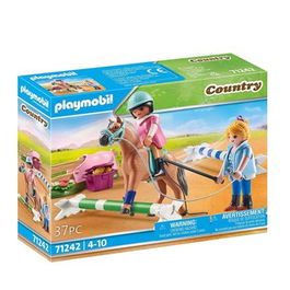 Playmobil Country Clase Equitación - Establo de Caballos con Pony, Figuras y Accesorios, Juguete de Construcción para Niños +4 Años