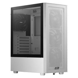 XPG ATX Midi Tower weiß Glas Torre Media Blanca con Panel de Vidrio Templado y 4 Ventiladores de 120mm, Compatible con ATX/mATX/ITX