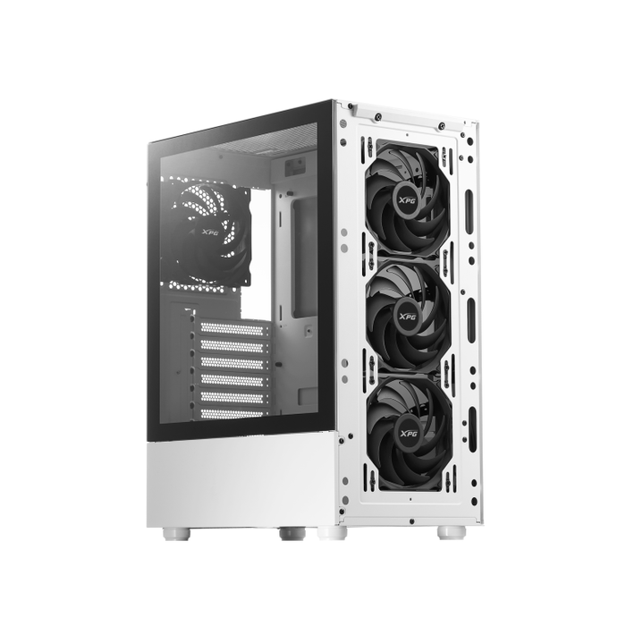 XPG VALOR MESH Torre Media Blanca con Ventana de Cristal Templado y Panel Frontal de Malla