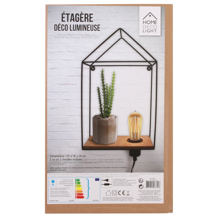 Home Deco Light Lámpara-Estante Bistrot Indus Metal Estilo Industrial 25x13x41 cm Home Deco Light Lámpara-Estante Bistrot Indus Metal Estilo Industrial 25x13x41 cm