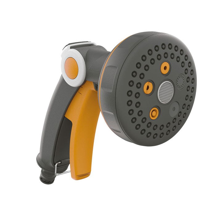 GF Pistola de riego multichorro XL selector 5, 5 patrones de rociado, 20 l/min, regulador de caudal con cobertura de goma antideslizante