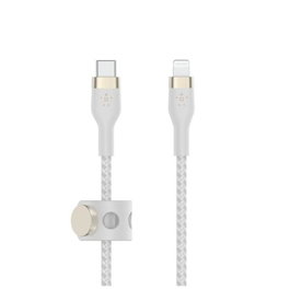 Belkin CAA011DS1MWH Cable USB-C a Lightning Trenzado de Silicona 1m Blanco