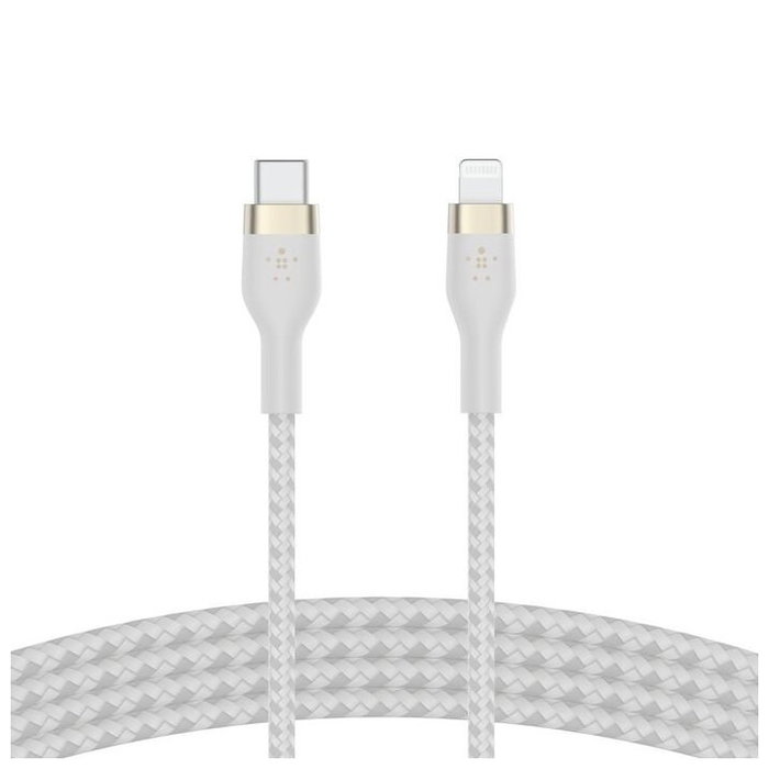 Belkin CAA011DS1MWH Cable USB-C a Lightning Trenzado de Silicona 1m Blanco