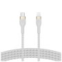 Belkin CAA011DS1MWH Cable USB-C a Lightning Trenzado de Silicona 1m Blanco