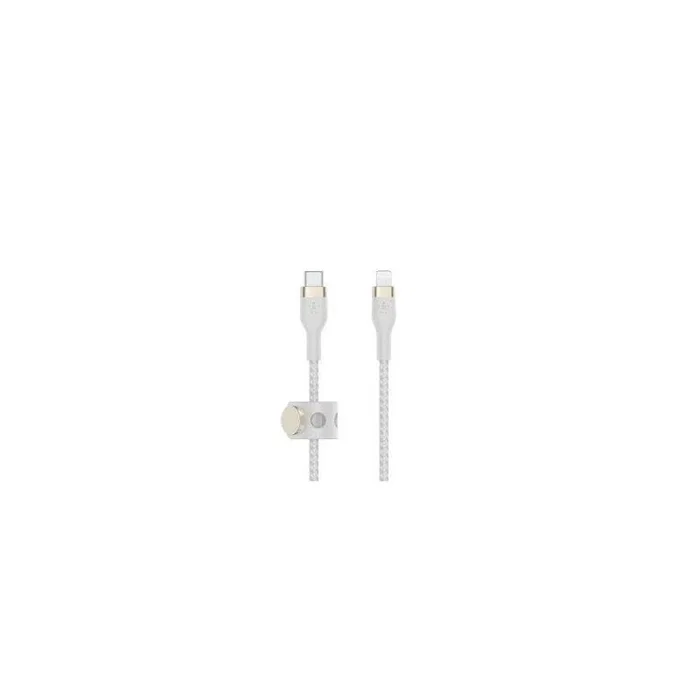 Belkin Cable CAA011ds1MWH USB-C a Lightning 1m Blanco Trenzado Silicona - MFI, Carga Rápida