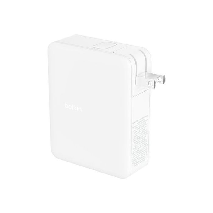 Belkin WCH014btWH - Cargador de Pared GaN 140W, 3 Puertos USB-C y 1 USB-A, Carga Rápida PD para Portátil, Tablet y Smartphone