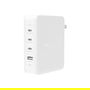 Belkin WCH014btWH - Cargador de Pared GaN 140W, 3 Puertos USB-C y 1 USB-A, Carga Rápida PD para Portátil, Tablet y Smartphone