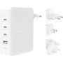 Belkin WCH014btWH - Cargador de Pared GaN 140W, 3 Puertos USB-C y 1 USB-A, Carga Rápida PD para Portátil, Tablet y Smartphone
