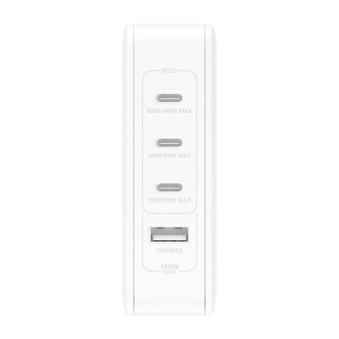 Belkin BoostCharge Pro 140W 4-Port GaN Cargador de Pared WCH014BTWH Blanco