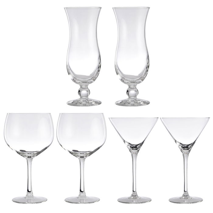 Day Juego de 6 Piezas Copas Coctelería: 2 Ginebra 640ml, 2 Martini 175ml, 2 Huracán 440ml