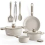 Monix Batería de Cocina 9 Piezas Denmark - Set Cazo 16cm, Sarten 24cm, Cacerolas 20 y 24cm con Tapa, Aluminio Fundido Antiadherente Tricapa, Apta Inducción y Horno