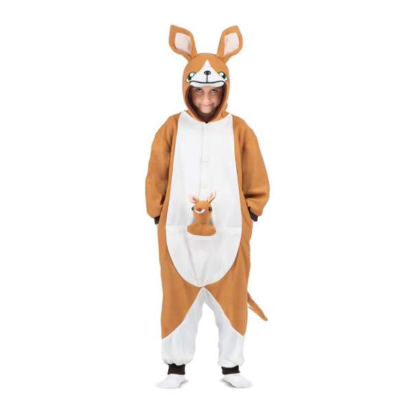 My Other Me Disfraz Canguro Talla Única Child Kigurumi con Capucha, Cola y Peluche Marrón