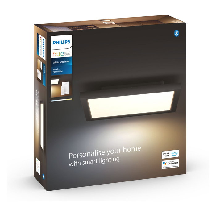 Philips Hue White Ambiance Aurelle Panel LED Luz de Techo Inteligente Cuadrado 30x30 cm Bluetooth Regulable Negro Philips Hue White Ambiance Aurelle Panel LED Luz de Techo Inteligente Cuadrado 30x30 cm Bluetooth Regulable Negro