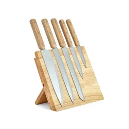 LIVOO MEC136 Juego de 5 cuchillos con soporte magnético, hoja de acero inoxidable, tamaño de 20 a 32,5 cm
