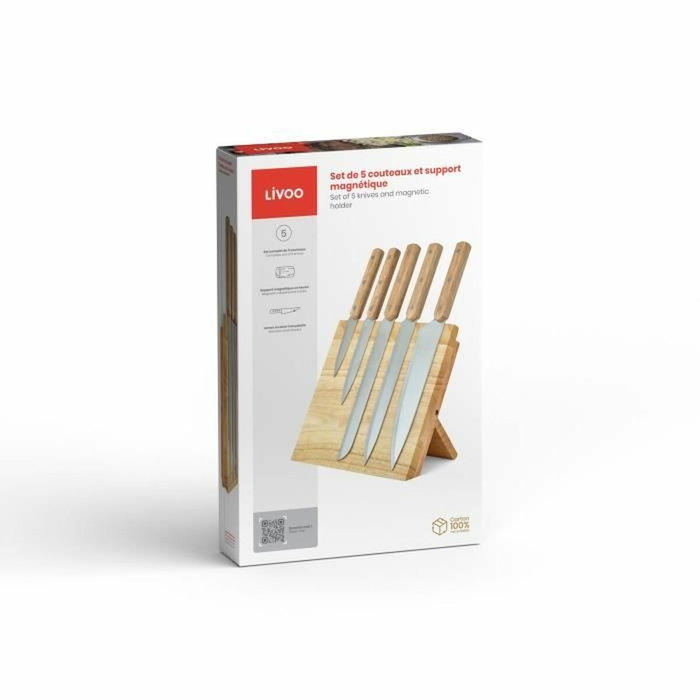 Livoo Juego de 5 cuchillos MEC136 con soporte magnético, 20 a 32,5 cm