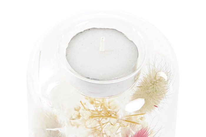 DKD Home Decor Portavelas de Cristal con Flor Seca (Surtido de 2 unidades) DKD Home Decor Portavelas de Cristal con Flor Seca (Surtido de 2 unidades)