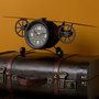 Home Deco Factory Reloj Sobremesa Vintage Avió Industriel, 47x26x16 cm, Hierro, Vidrio, PP, Pila AA (No Incl.)
