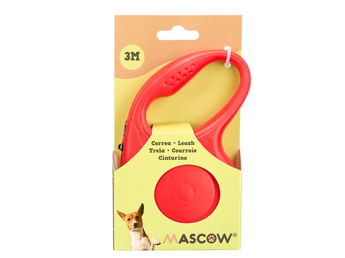 Mascow Correa Extensible para Mascotas 3 Metros, Plástico, Colores Surtidos (Azul, Negro, Rojo) 13.5 x 2.8 x 9 cm (Set de 12)