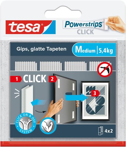 Tesa Powerstrips Click Tiras para colgar cuadros, 4 pares Tesa Powerstrips Click Tiras para colgar cuadros, 4 pares