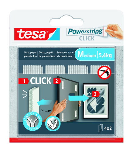 Tesa Powerstrips Click Tiras para colgar cuadros, 4 pares Tesa Powerstrips Click Tiras para colgar cuadros, 4 pares