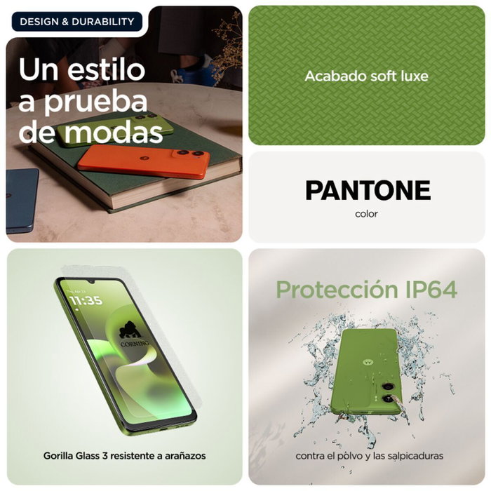 Motorola moto g06 - Smartphone Android 15, Pantalla 6.88" FHD+ 120Hz, 4GB RAM + 256GB, Cámara 50MP, Batería 5200mAh, 4G, NFC, Color Verde Tendril