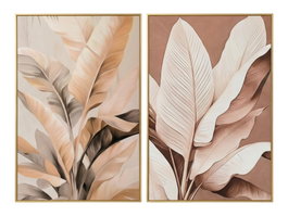 DKD Home Decor Set de 2 Cuadros Palmera Beige 80x120 cm