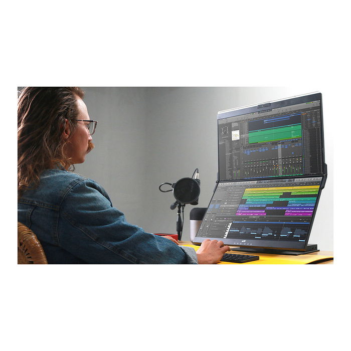 Mobile Pixels Geminos X Monitor Dual de Computadora 24 Pulgadas (61 cm) IPS QHD 2560x1440 75Hz, Pantalla Táctil, Webcam, Altavoces, USB-C, Negro