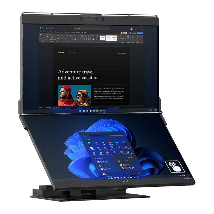 Mobile Pixels Geminos X Monitor Dual de Computadora 24 Pulgadas (61 cm) IPS QHD 2560x1440 75Hz, Pantalla Táctil, Webcam, Altavoces, USB-C, Negro