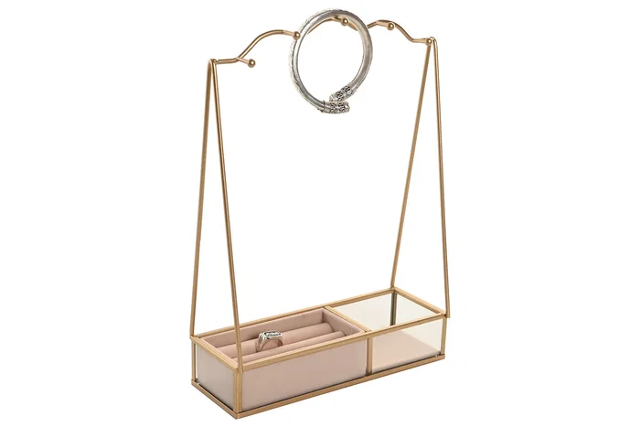DKD Home Decor Joyero Metal Dorado y Beige