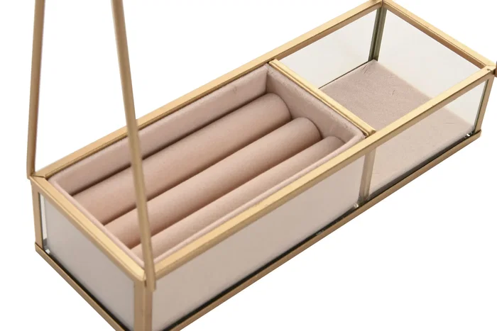 DKD Home Decor Joyero Metal Dorado y Beige
