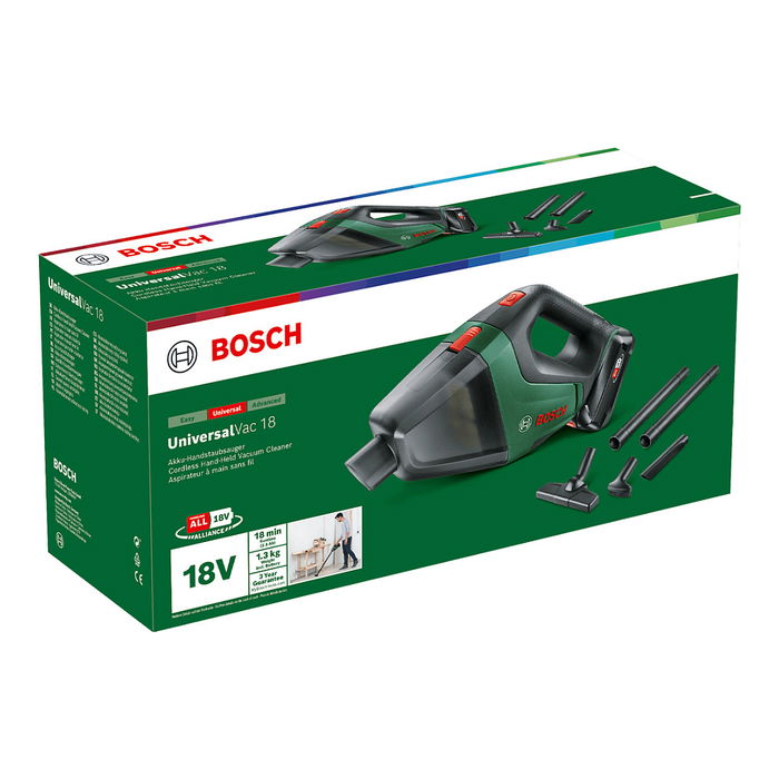 Bosch UniversalVac 18 Aspiradora Seco Húmedo con Batería, 2.5Ah