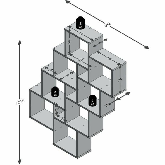 Estantería Laurio De pared Melamina Roble (94,5 x 121 x 16 cm)