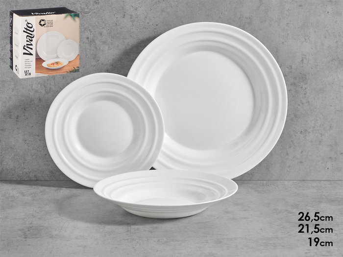 Vivalto Set Vajilla Ondas Opal 18 Piezas Blanco Apto Lavavajillas Microondas 28 x 28.5 x 18 cm (Set de 2) Vivalto Set Vajilla Ondas Opal 18 Piezas Blanco Apto Lavavajillas Microondas 28 x 28.5 x 18 cm (Set de 2)