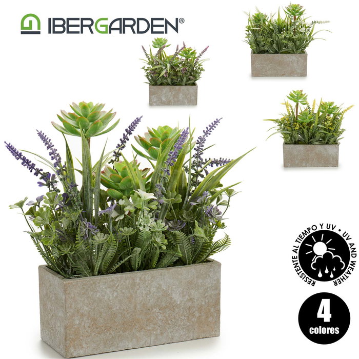 Ibergarden Maceta Rectangular Cemento Surtido 17x23x7 cm Plástico Corcho (Set de 8)