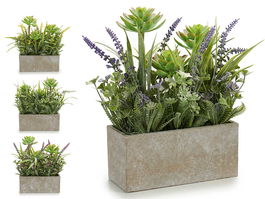 Ibergarden Maceta Rectangular Cemento Surtido 17x23x7 cm Plástico Corcho (Set de 8)