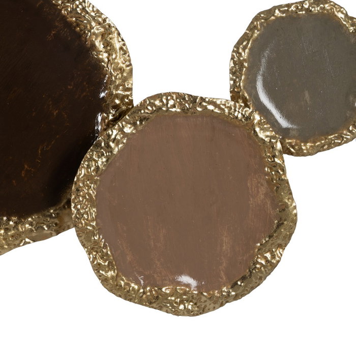 Mural Pared Marrón-Oro Metal Decoración 118,70 X 6,40 X 56,5