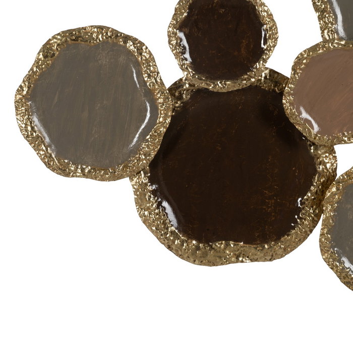 Mural Pared Marrón-Oro Metal Decoración 118,70 X 6,40 X 56,5