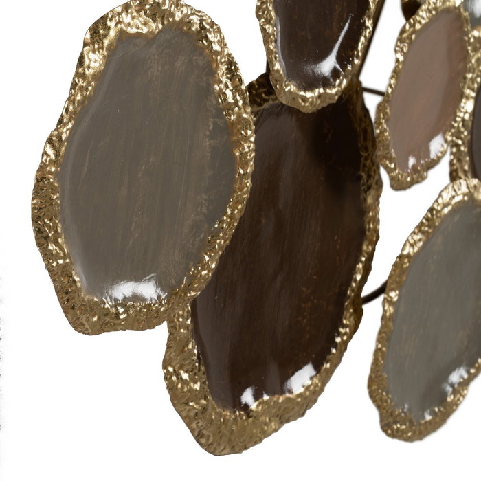 Mural Pared Marrón-Oro Metal Decoración 118,70 X 6,40 X 56,5