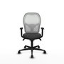 Silla de oficina Jorquera con mecanismo Sincro tapizada con Similpiel color Gris oscuro y malla color Blanco. Equipada con lumbar 1D, Brazos 1D y Ruedas 65mm nailon