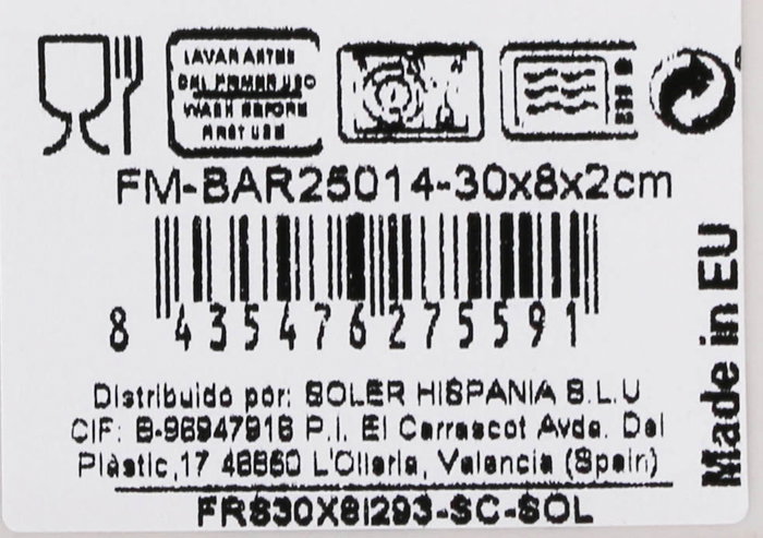 La Mediterranea Fuente Rectangular Barx Elite Brillo 30x8x2 cm
