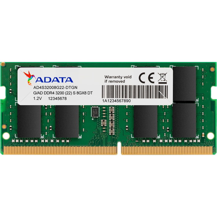 ADATA DDR4 SO-DIMM 16GB CL22 Dual Kit (2x 8GB) 3200MHz AD4S32008G22-DTGN ADATA DDR4 SO-DIMM 16GB CL22 Dual Kit (2x 8GB) 3200MHz AD4S32008G22-DTGN