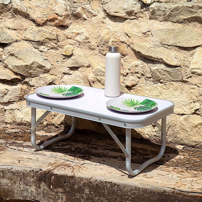 Aktive Mesa baja de aluminio para camping malva