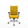 PIQUERAS Y CRESPO Silla Albacete Confidente con Mecanismo Sincro, Tela Amarillo, Base Aluminio, Brazos 1D, Ruedas 65mm