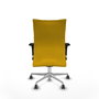 PIQUERAS Y CRESPO Silla Albacete Confidente con Mecanismo Sincro, Tela Amarillo, Base Aluminio, Brazos 1D, Ruedas 65mm