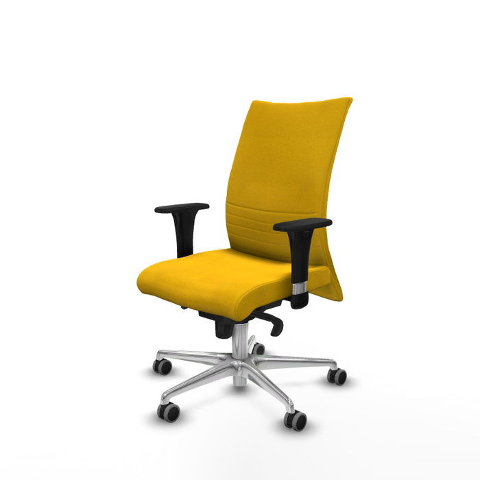 PIQUERAS Y CRESPO Silla Albacete Confidente con Mecanismo Sincro, Tela Amarillo, Base Aluminio, Brazos 1D, Ruedas 65mm PIQUERAS Y CRESPO Silla Albacete Confidente con Mecanismo Sincro, Tela Amarillo, Base Aluminio, Brazos 1D, Ruedas 65mm