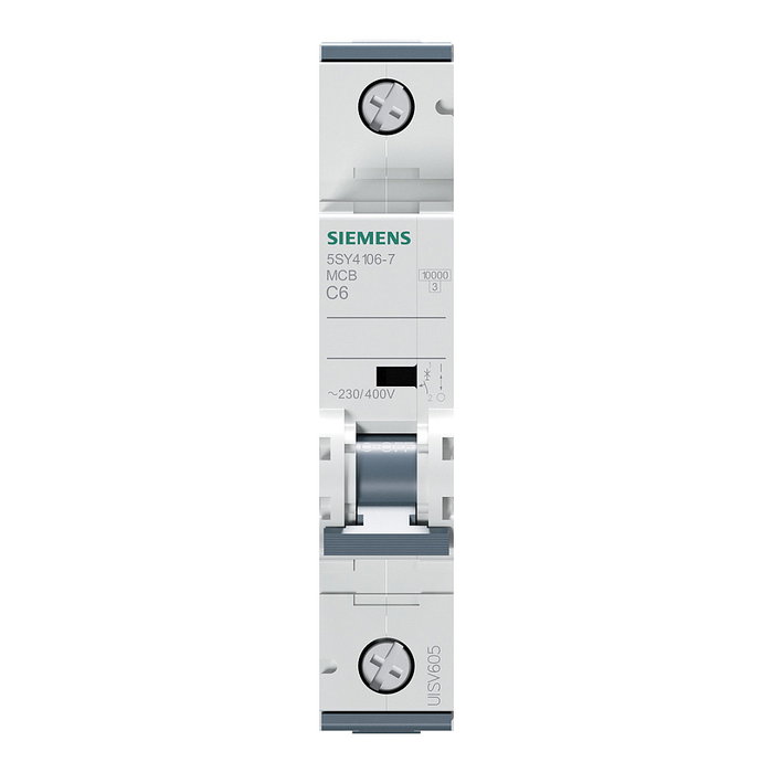Siemens 5SY4106-7 Disyuntor en miniatura Tipo C 6A 1p 10kA Siemens 5SY4106-7 Disyuntor en miniatura Tipo C 6A 1p 10kA