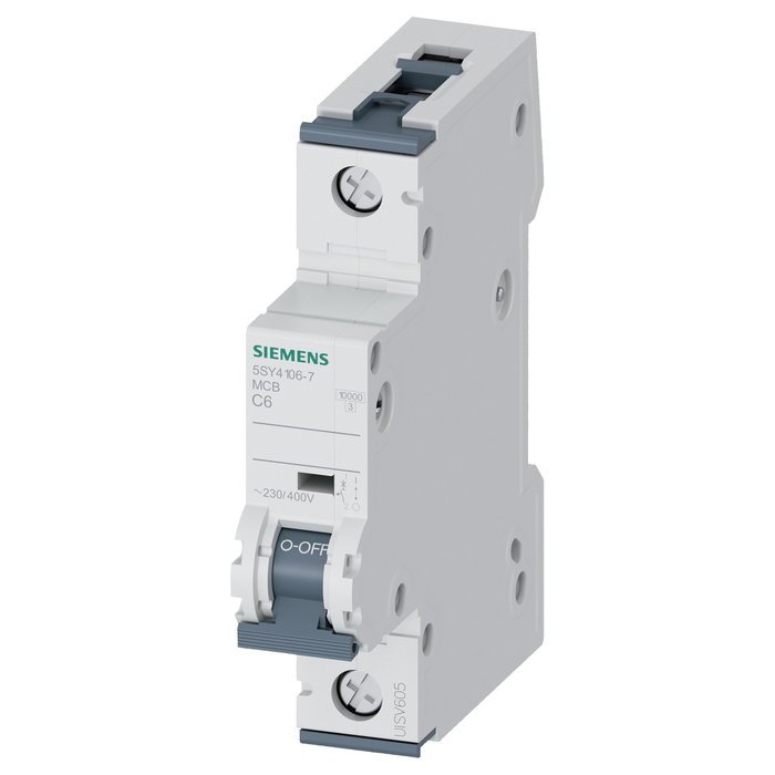 Siemens 5SY4106-7 Disyuntor en miniatura Tipo C 6A 1p 10kA Siemens 5SY4106-7 Disyuntor en miniatura Tipo C 6A 1p 10kA