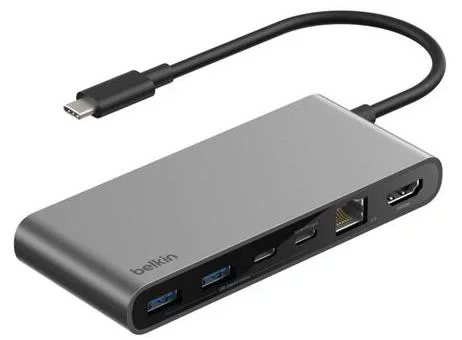 Belkin Hub USB-C 8-en-1 INC024HQSGY Gris Belkin Hub USB-C 8-en-1 INC024HQSGY Gris