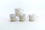 DKD Home Decor Tazas de Café Boho de Gres Beige Blanco 180ml Set de 4, Apto Microondas y Lavavajillas