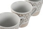 DKD Home Decor Tazas de Café Boho de Gres Beige Blanco 180ml Set de 4, Apto Microondas y Lavavajillas
